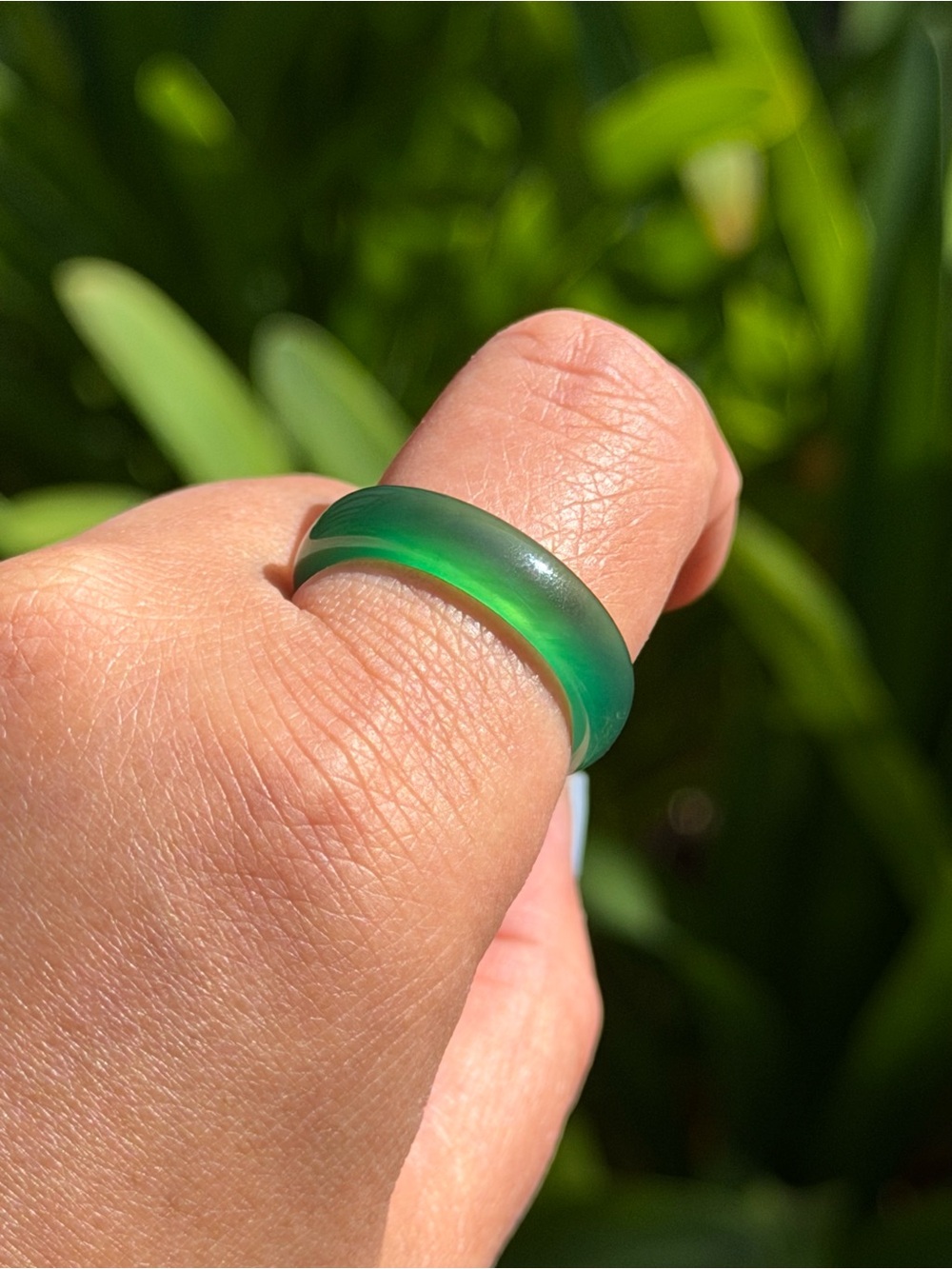 SIZE 9 Translucent Green Agate Ring 2597 - Picture 6 of 7